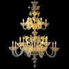 Lampadario Veneziano Cristallo Decoro Oro 24 Luci Benedetta